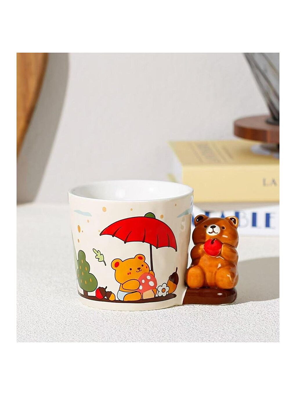 Karışık Gülümseyen Ayıcık Temalı Seramik Kupa-1