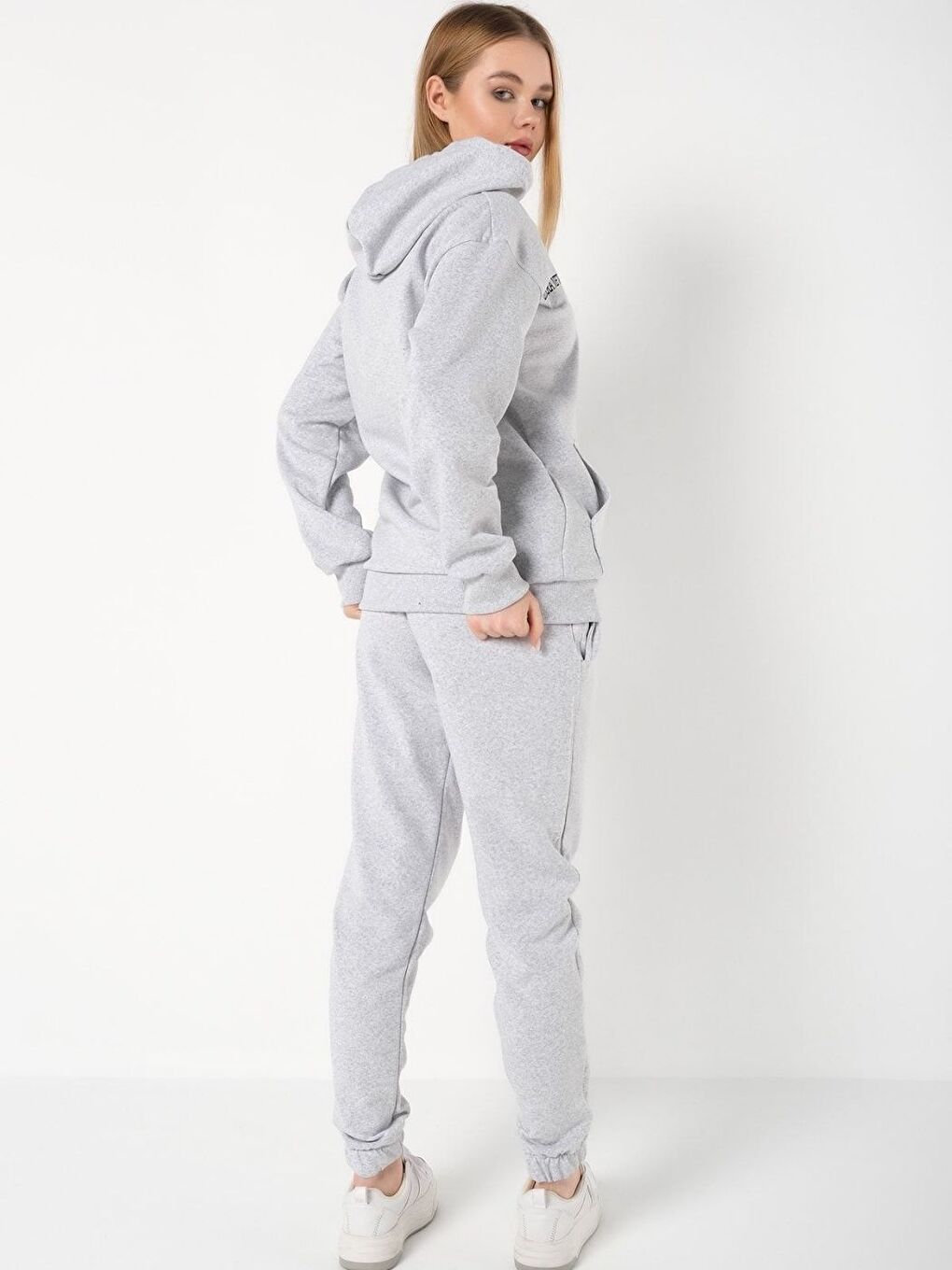 Kadın Açık Gri Sierra Nevada Baskılı Hırka Jogger Oversize Eşofman Takımı-4