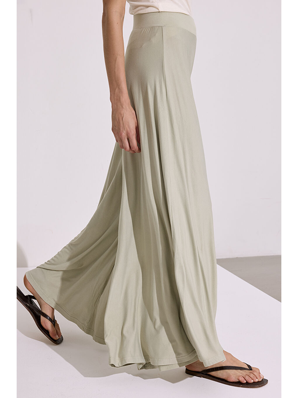 Dökümlü Rahat Pantolon Pastel Yeşil-2