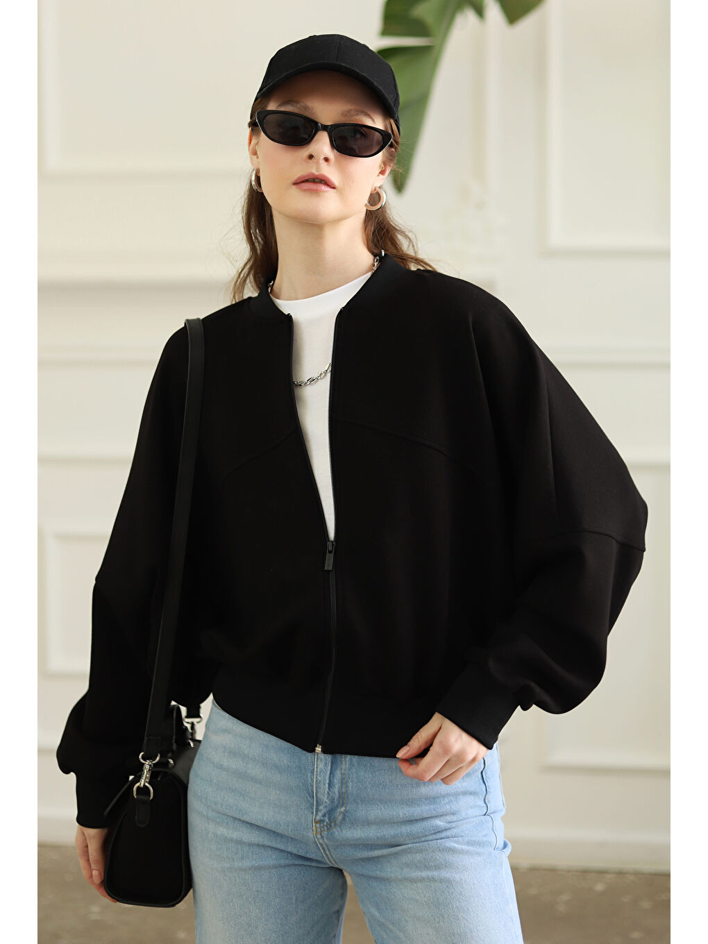 Parçalı Bomber Ceket Siyah