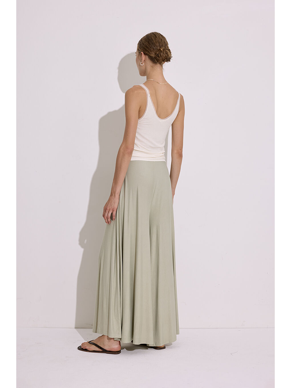 Dökümlü Rahat Pantolon Pastel Yeşil-3