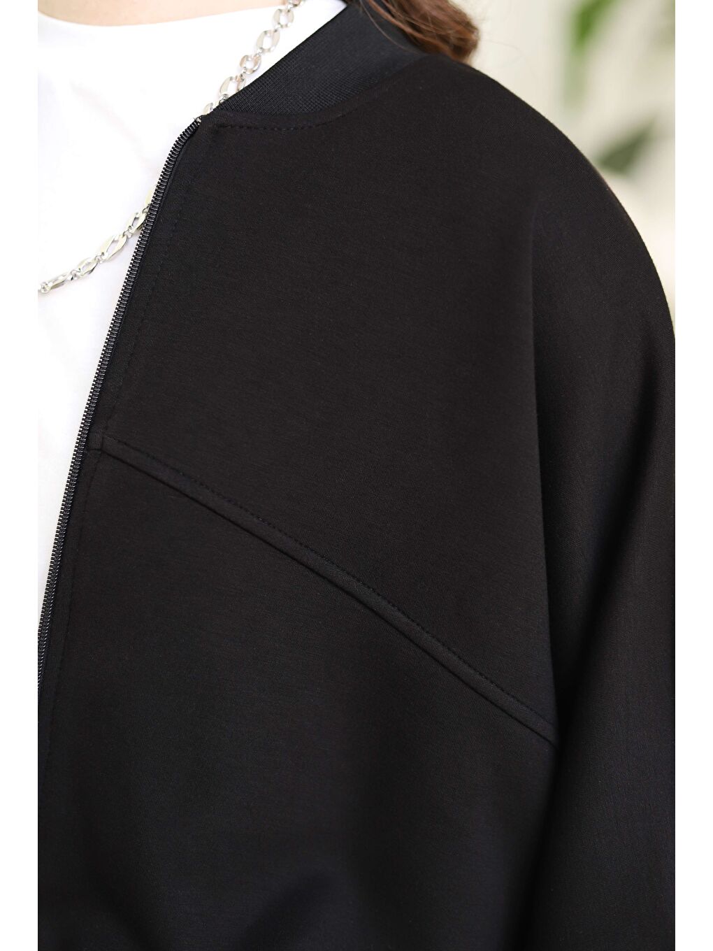 Parçalı Bomber Ceket Siyah-1