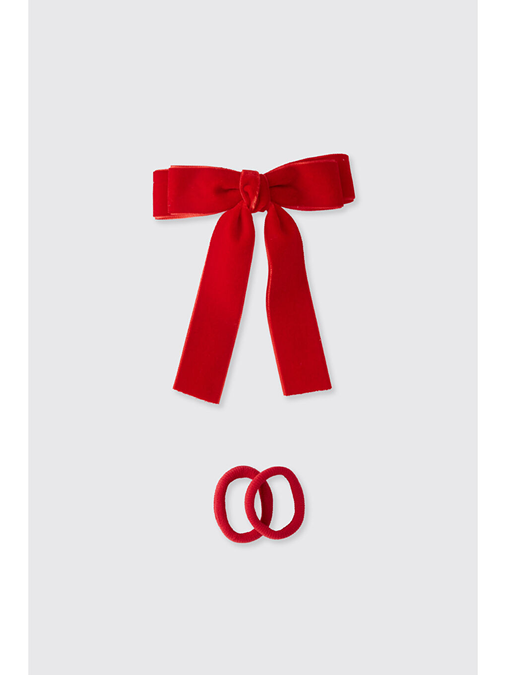 Kız Çocuk Ekose Kurdela Kırmızı Toka Seti