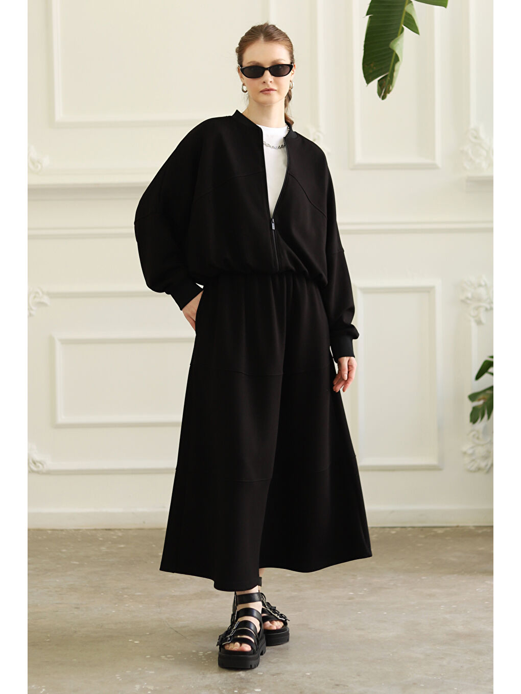 Parçalı Bomber Ceket Siyah-2