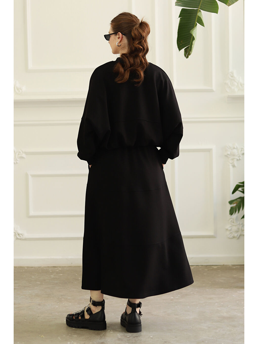 Parçalı Bomber Ceket Siyah-4