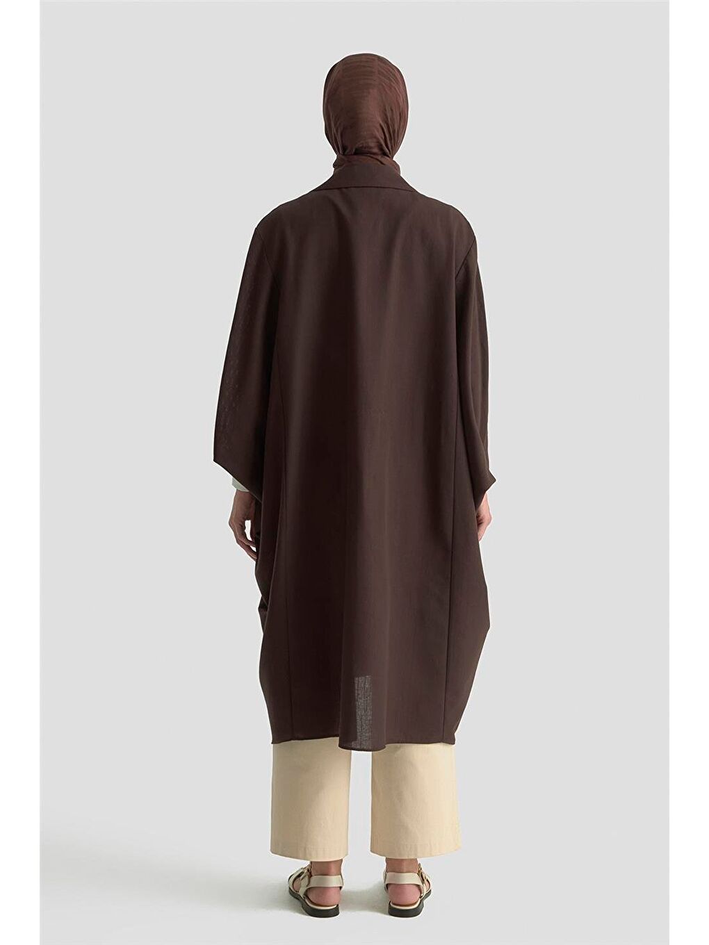 Kahverengi Düğme Detaylı Oversize Giy Çık 25Y5808 Kakao-3