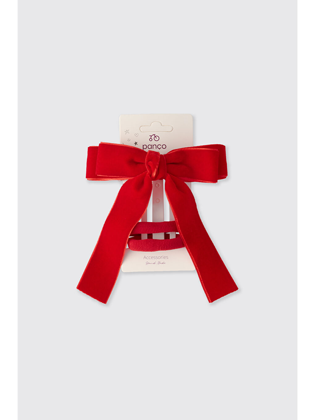 Kız Çocuk Ekose Kurdela Kırmızı Toka Seti-2