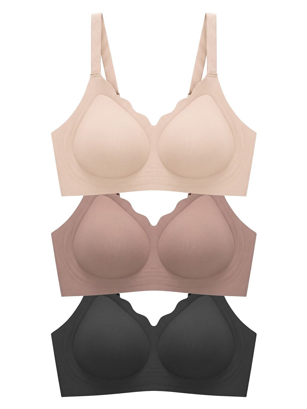 Karışık Seamless Bra - Smooth | Lazer Kesim Balensiz Ayarlanabilir Askılı Dikişsiz Kadın Sütyen 3'Lü Paket