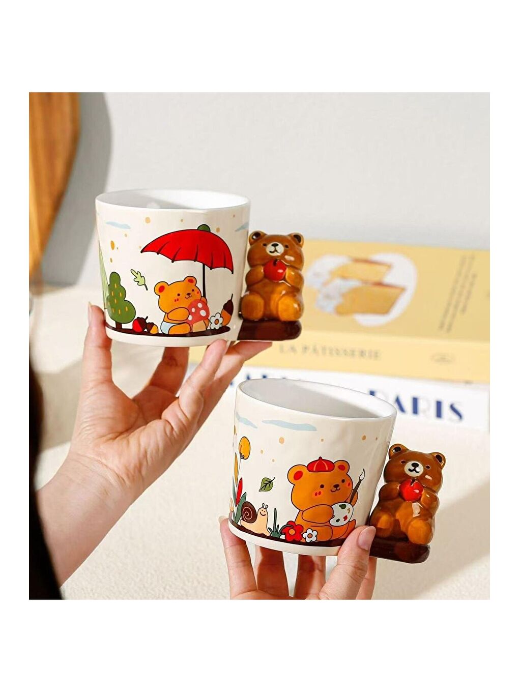 Karışık Gülümseyen Ayıcık Temalı Seramik Kupa-3