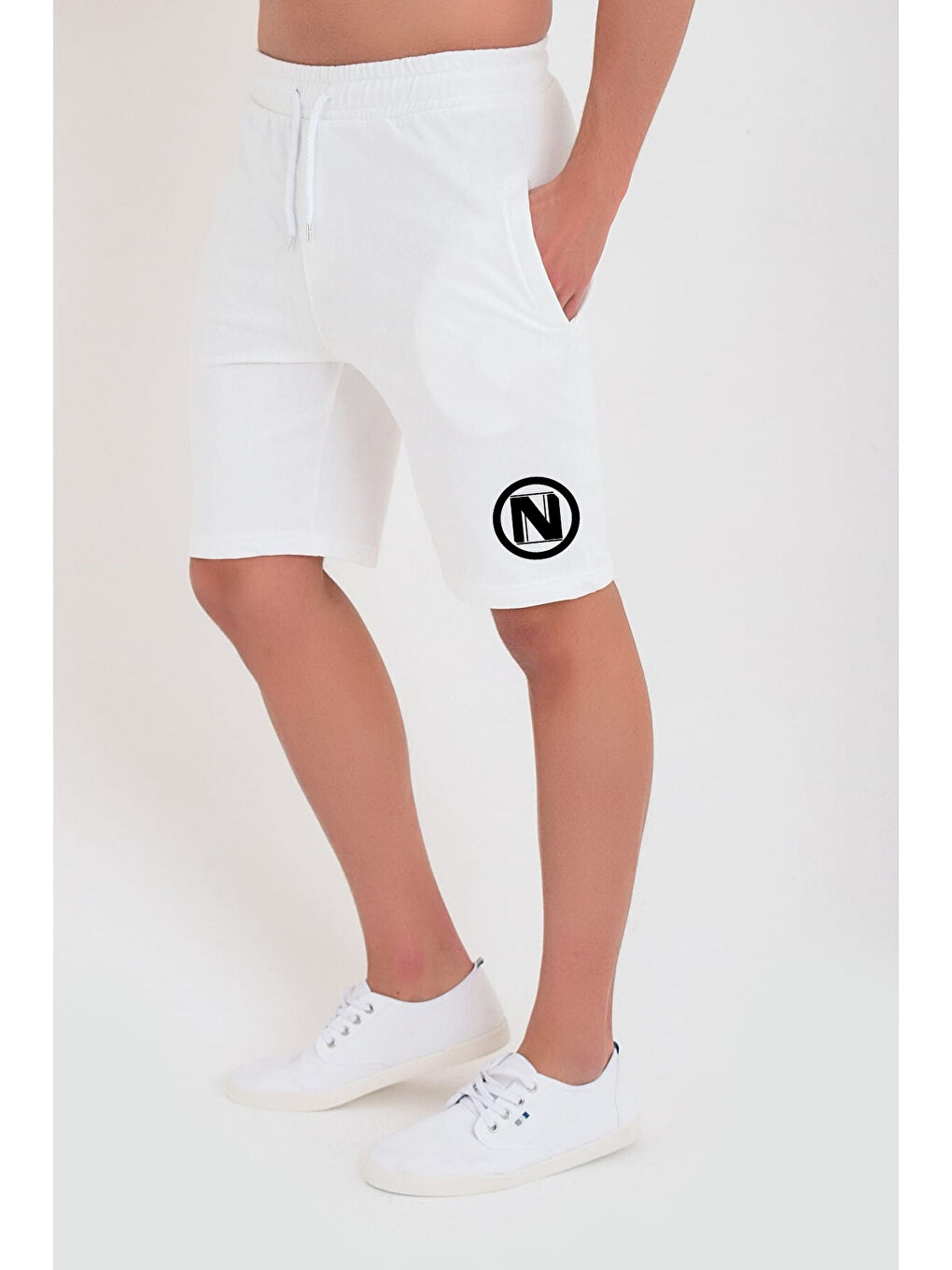Ekru Erkek N Baskılı Standart &Regular Kalıp Şort SPR25SR082-1