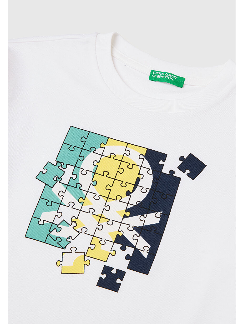 Erkek Çocuk Beyaz Önü Logo Baskılı Bisiklet Yaka Uzun Kollu T-Shirt-2