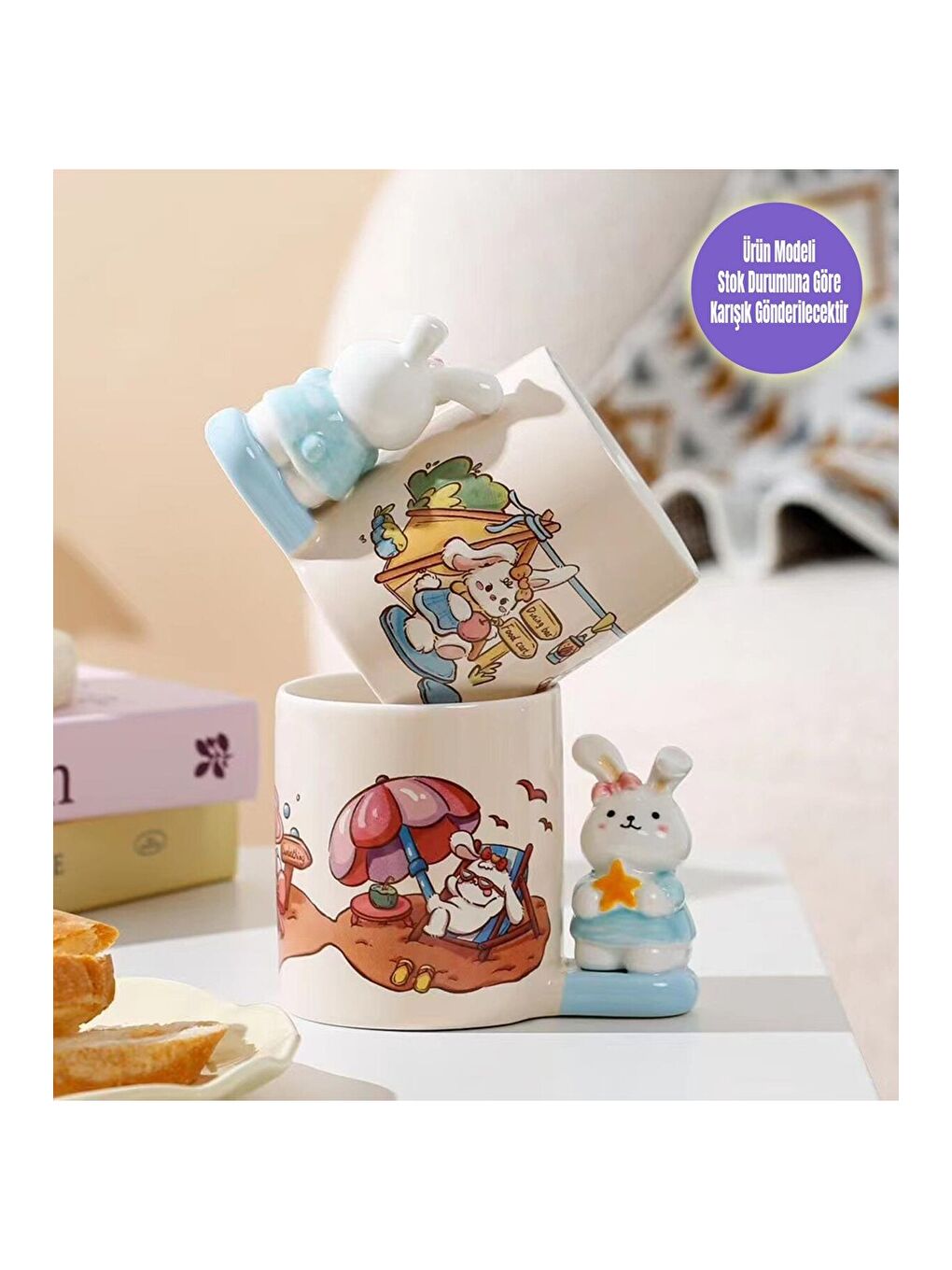 Karışık Masal Tavşanı Temalı Seramik Kupa-2