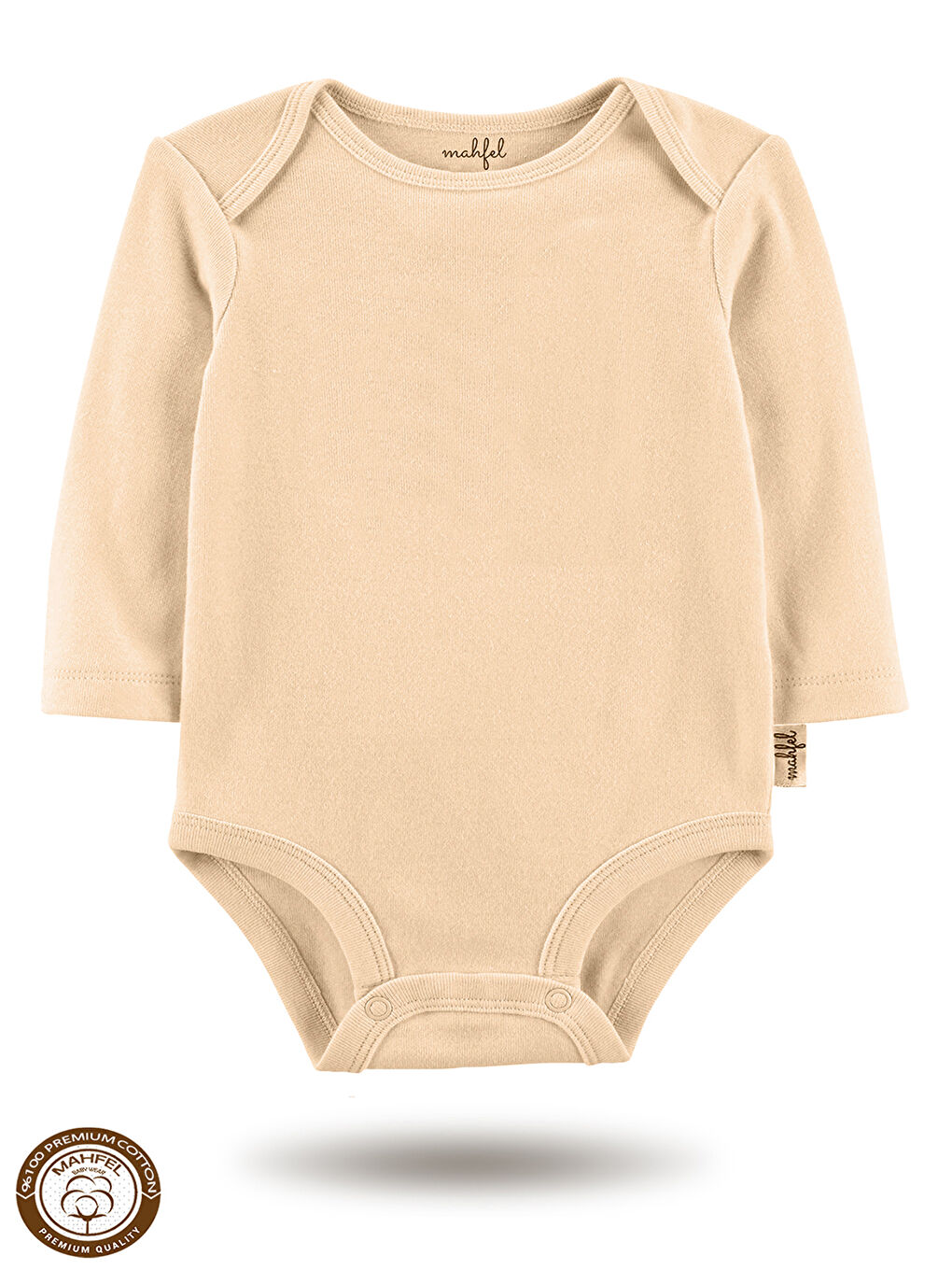 Bej %100 Pamuklu 3'lü Baskısız Çıtçıtlı Bebek Body Zıbın RS-1