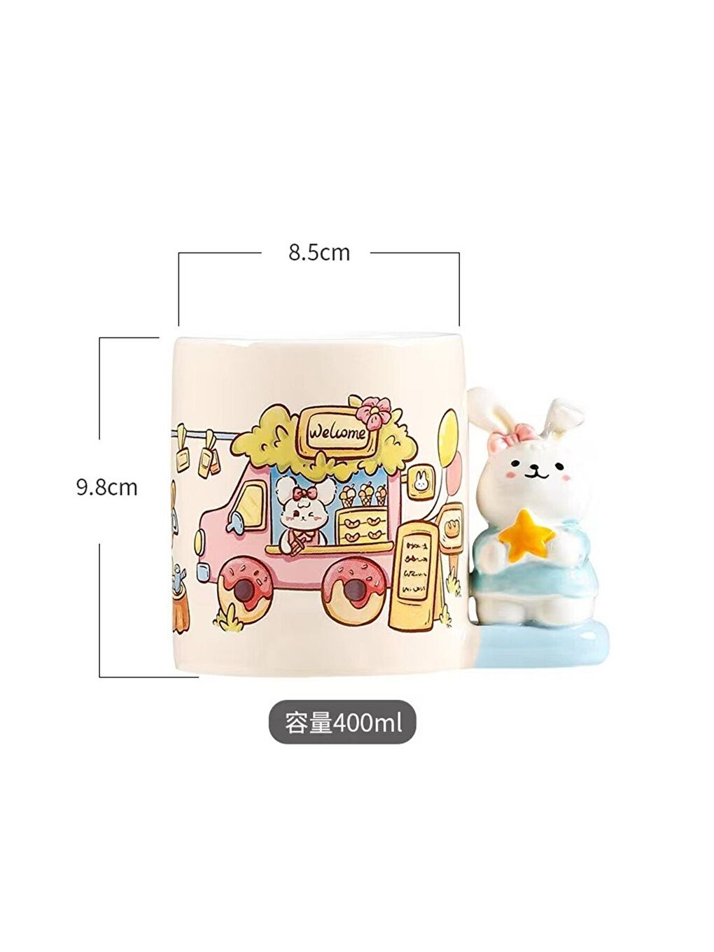 Karışık Masal Tavşanı Temalı Seramik Kupa-3