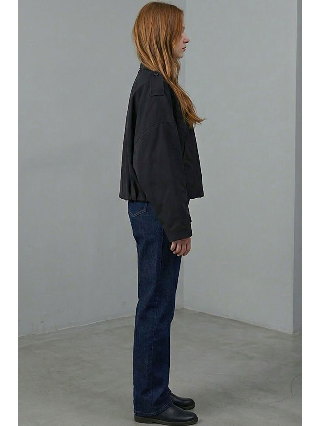 Kadın Oversize Kısa Ceket 0732 - Siyah-1