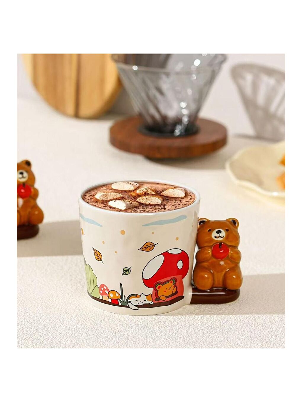 Karışık Gülümseyen Ayıcık Temalı Seramik Kupa-5