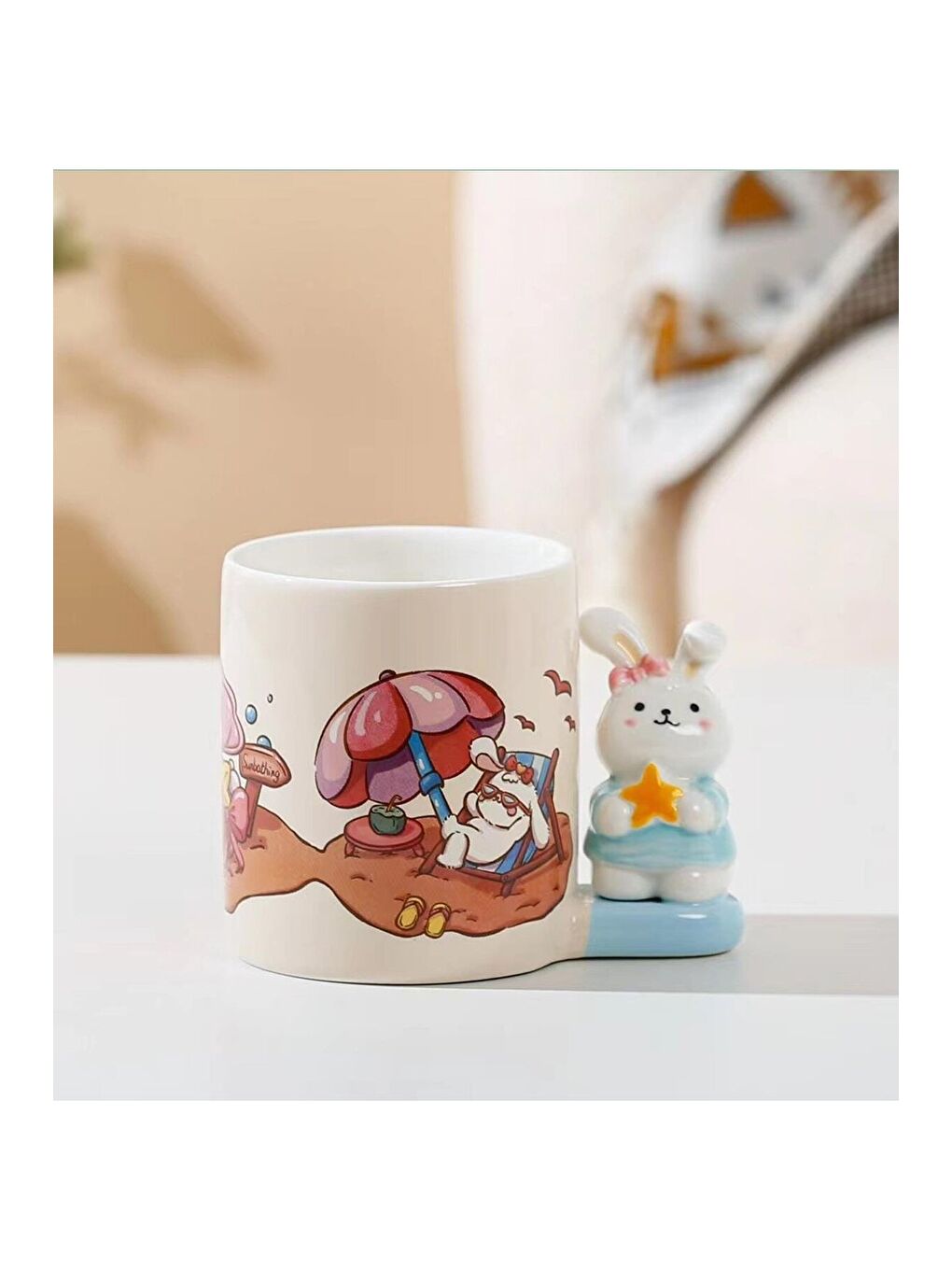 Karışık Masal Tavşanı Temalı Seramik Kupa-4