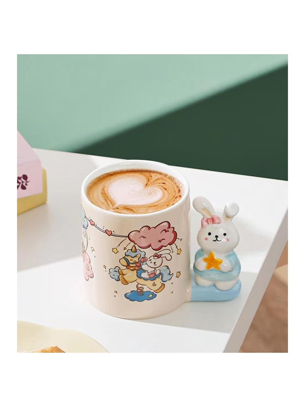 Karışık Masal Tavşanı Temalı Seramik Kupa-5