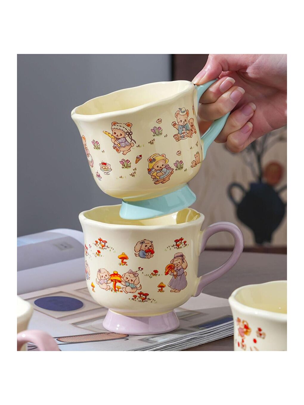 Karışık Masal Bahçesi Temalı Seramik Kupa-3