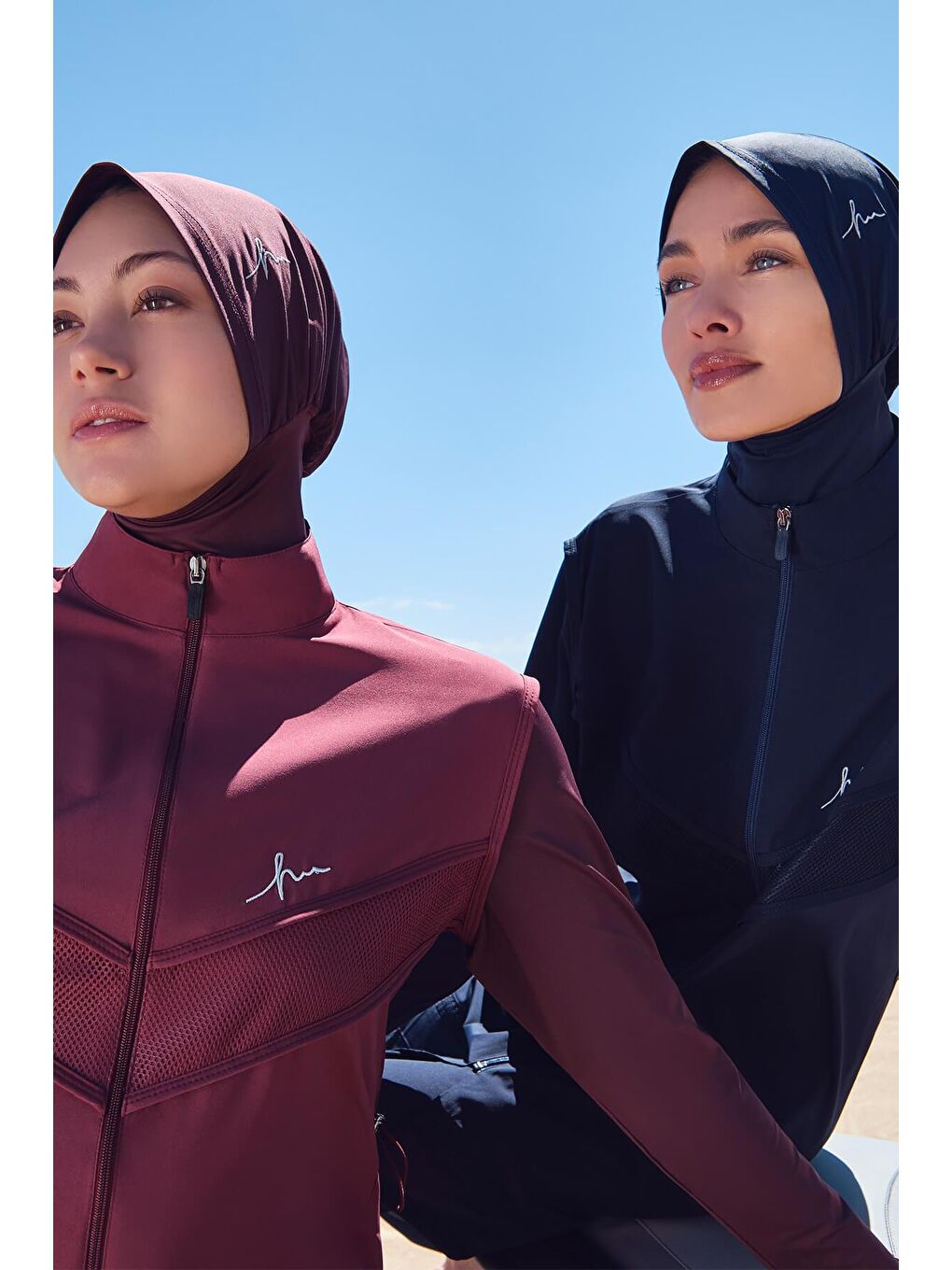 File Detaylı Mürdüm Esnek Dokuma 6 Parça Tam Tesettür Mayo Takımı 2853-1