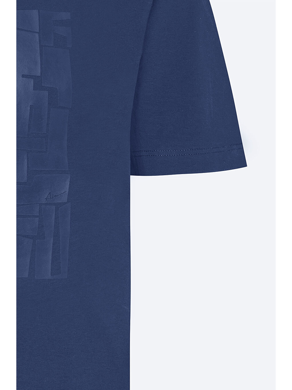 Erkek Lacivert Standart Fit Normal Kesim %100 Pamuk Baskılı Bisiklet Yaka Tişört-7