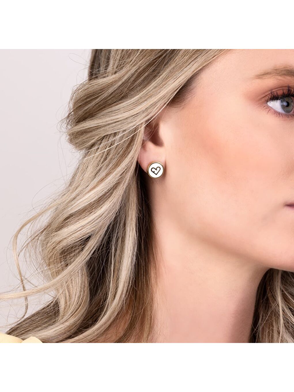 Sarı FJ0203ETU Kalpli Kadın Küpe-2