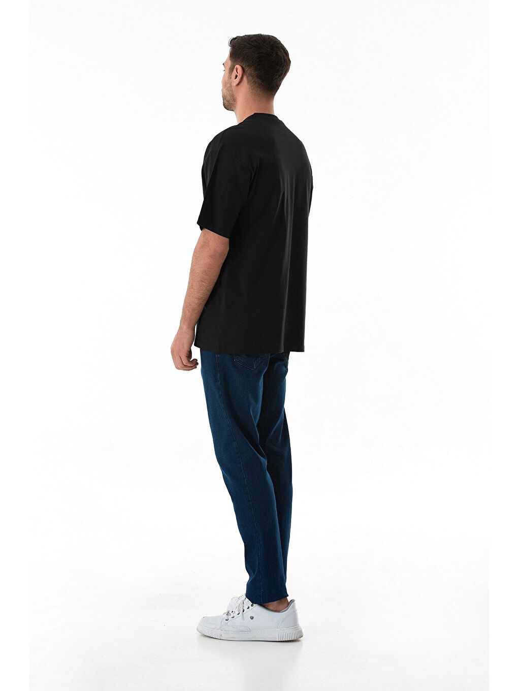 Siyah Yazı Baskılı Oversize Tişört-2