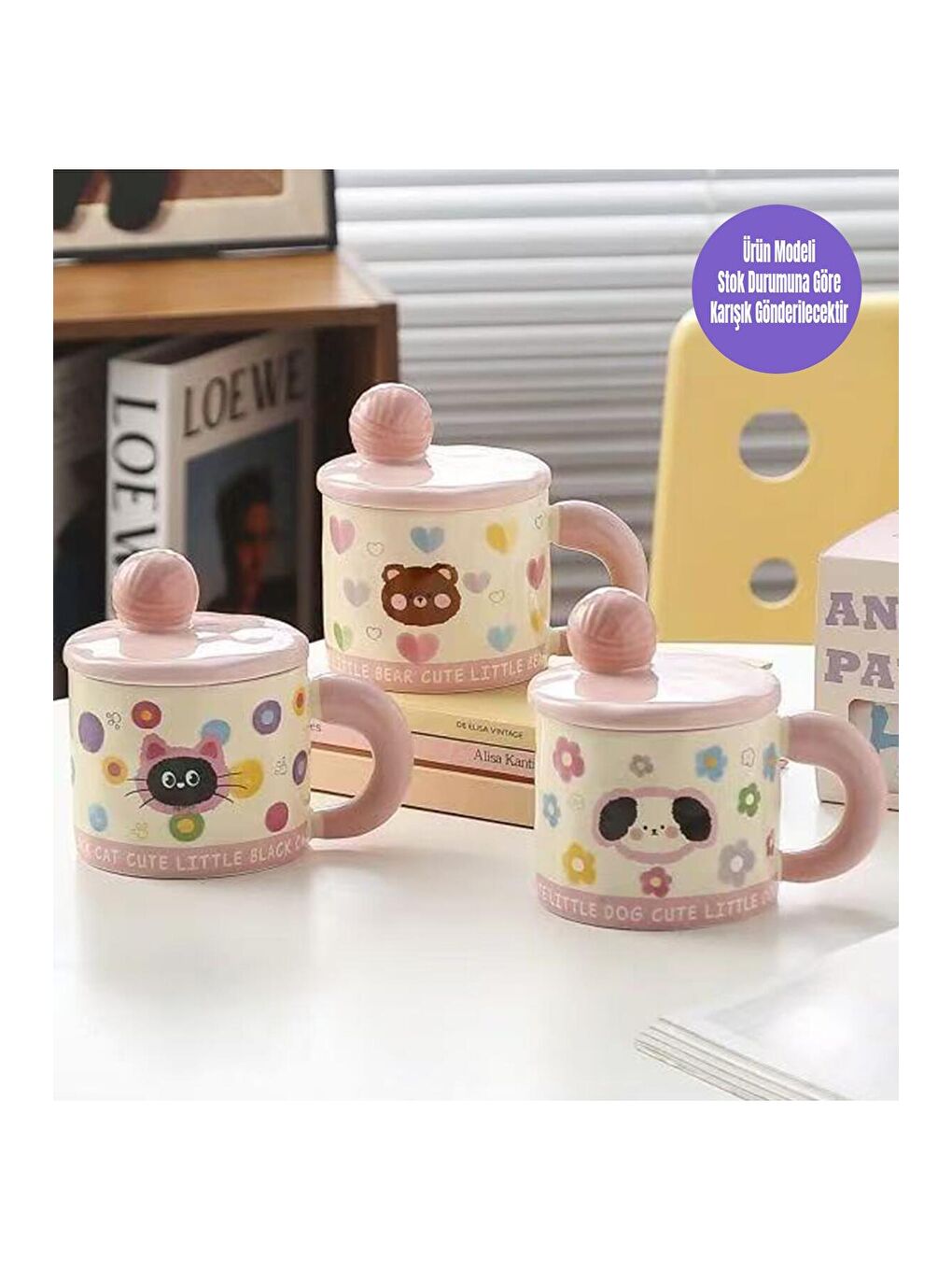 Karışık Sevimli Pati Temalı Seramik Kupa