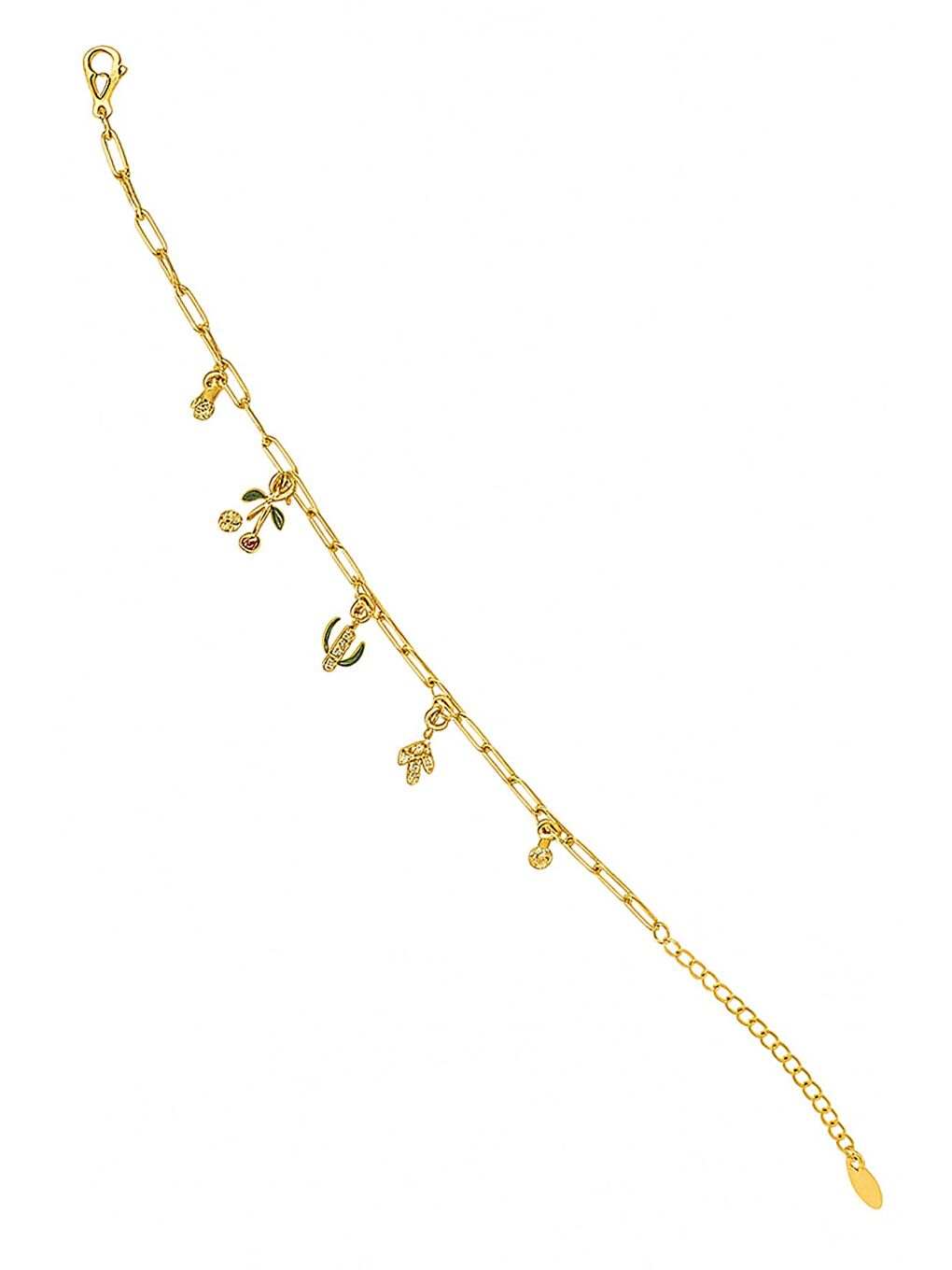 Yeşil Şans Charmları Sallantılı Gold Bileklik-3