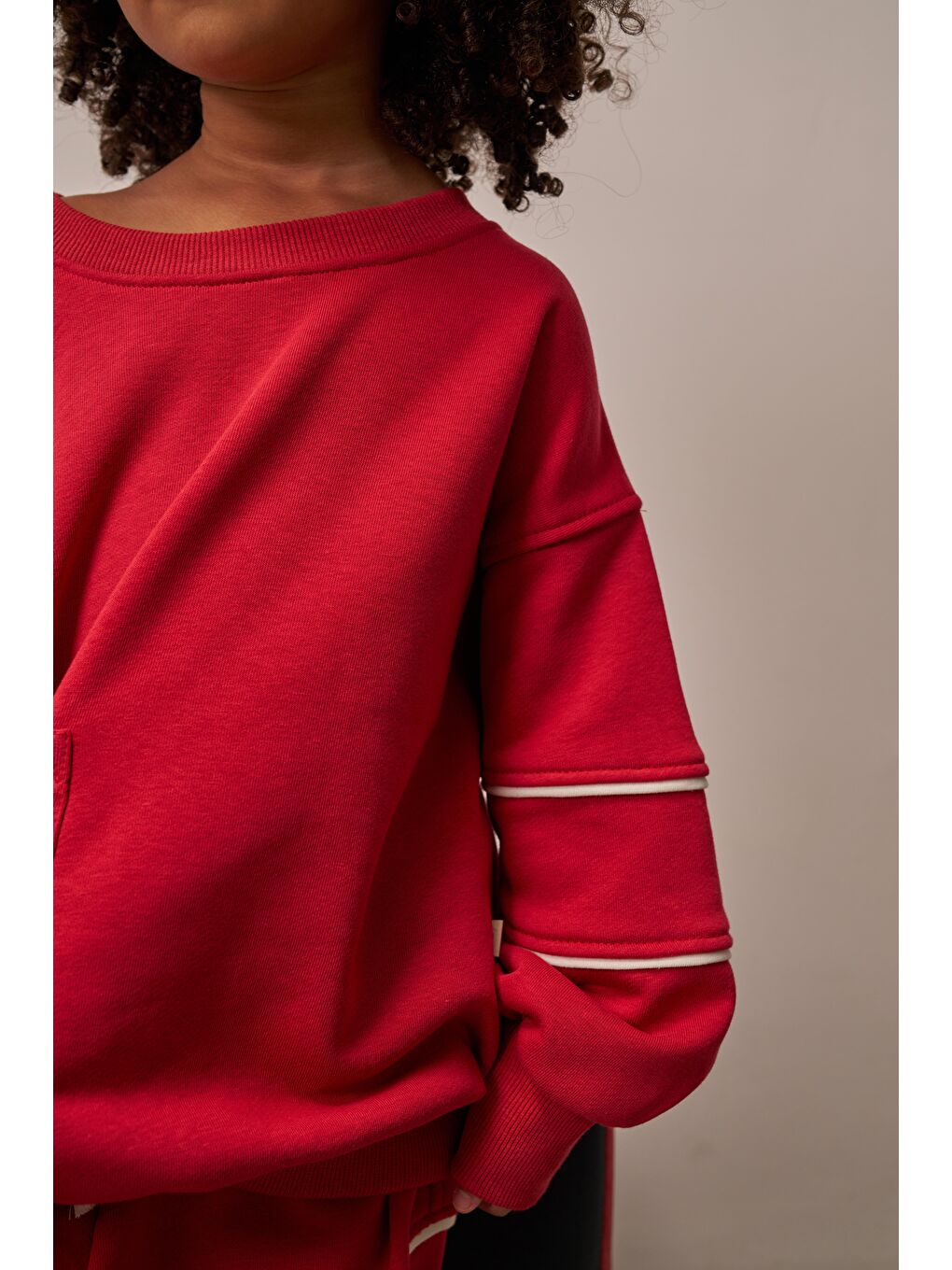 Bordo Kırmızı Asimetrik Cep Detaylı Oversize Çocuk Alt Üst Takım-9