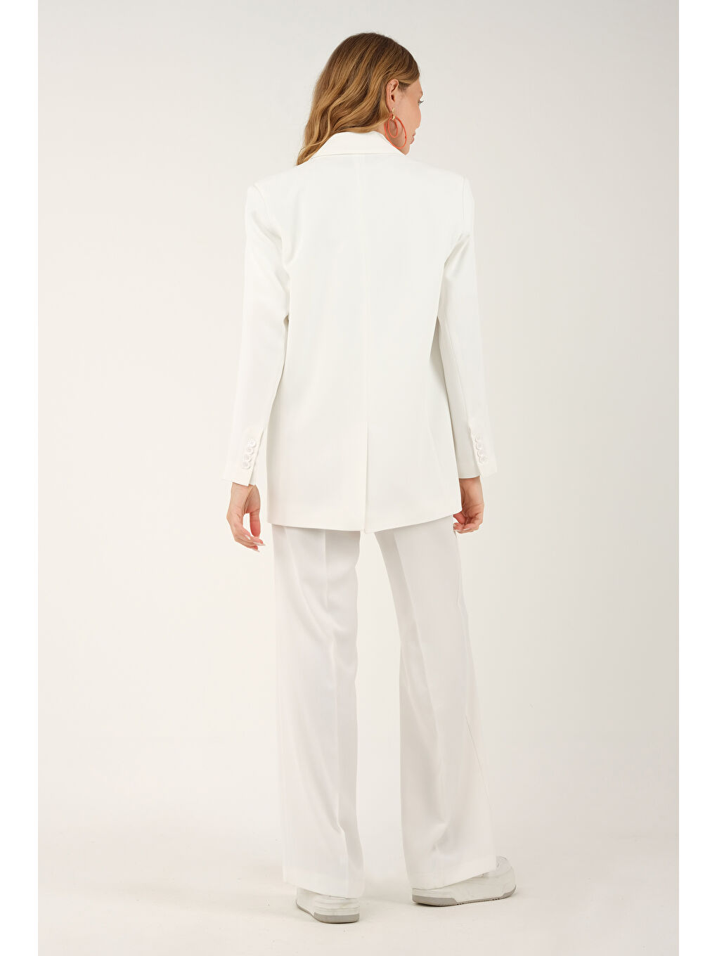Dökümlü Blazer Ceket Ekru-4