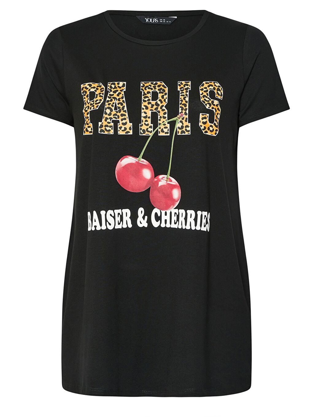 Siyah Büyük Beden Bisiklet Yaka Kısa Kollu Baskılı T-shirt 304176-5