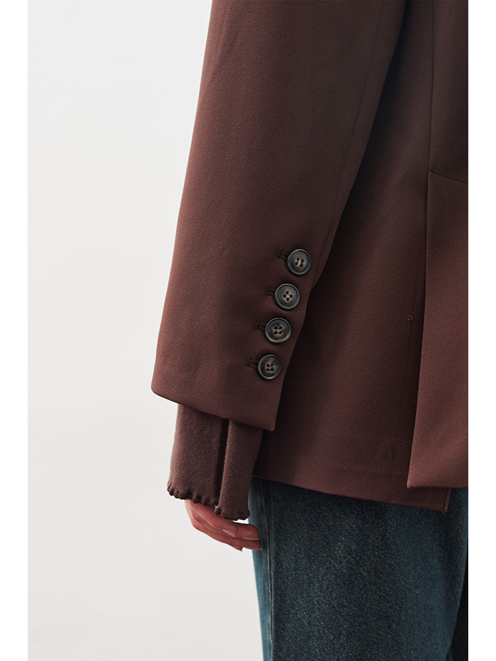 Kahverengi Oversıze Kesim Blazer Ceket Acı Kahve-4