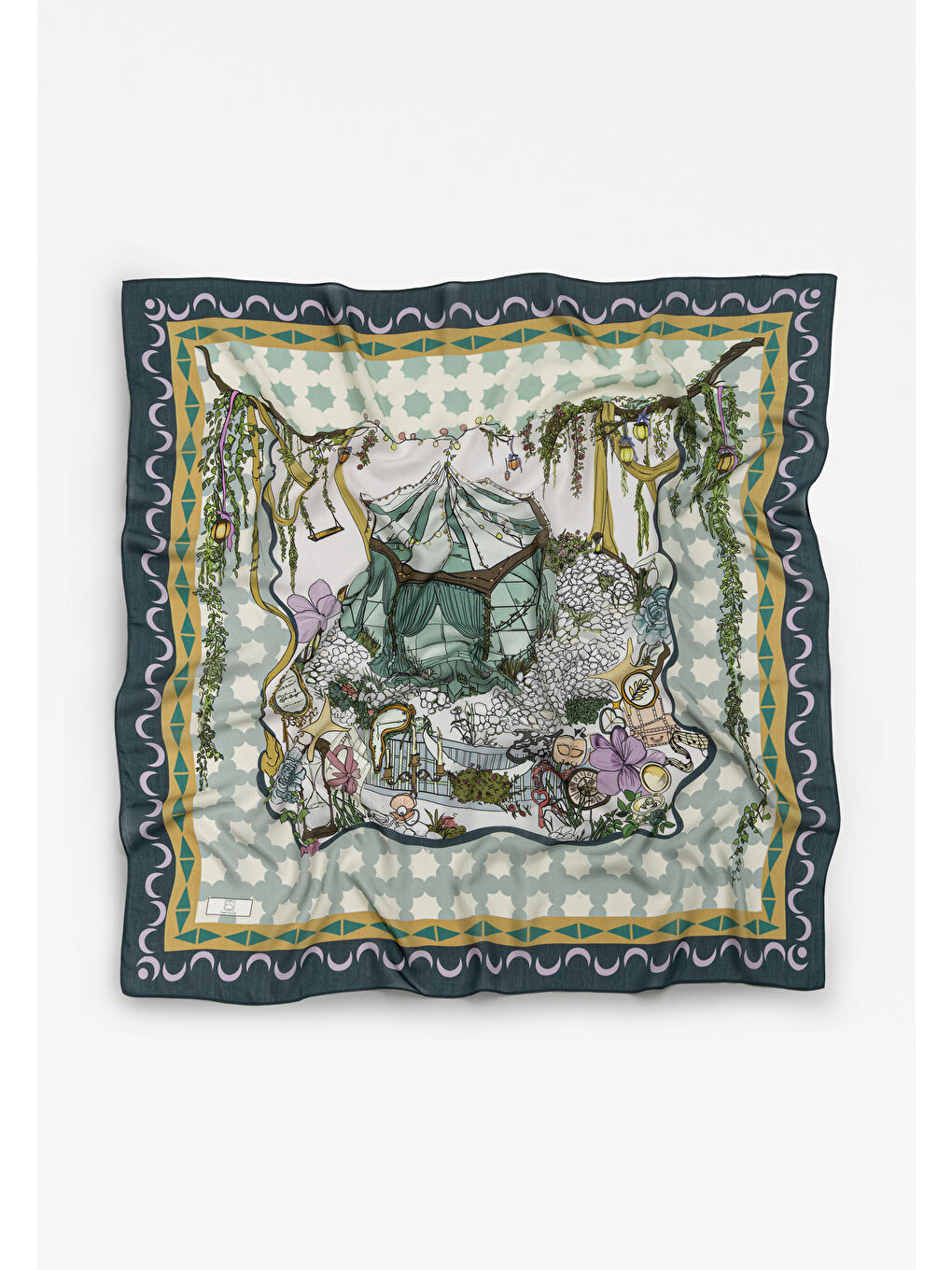 Lacivert STARLIGHT HARMONY DESEN FLOŞ VİSKON EŞARP OCEAN BLUE