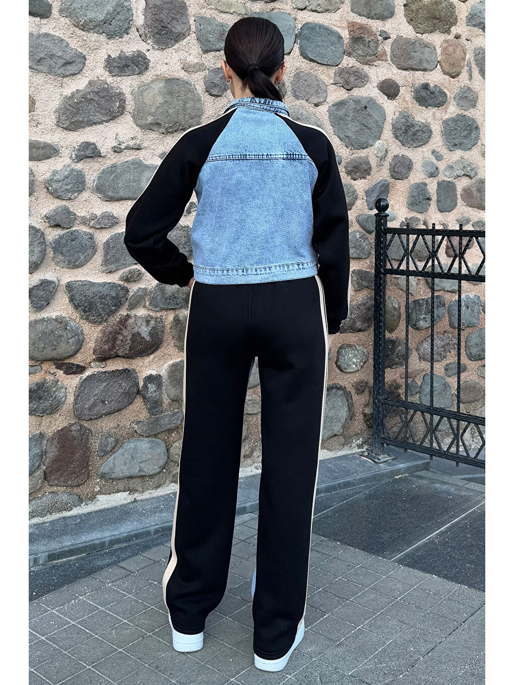Mavi Jean Garnili Şardonlu Ceket Pantolon Kadın İkili Takım-3