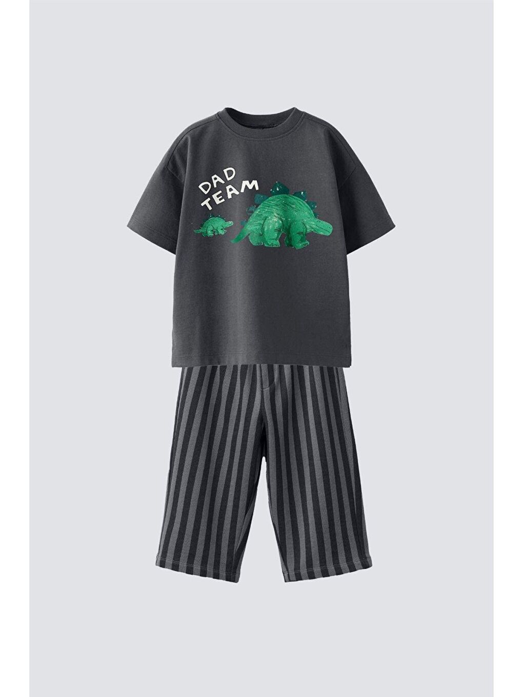 Karışık Erkek Çocuk Pamuklu Antrasit Baskılı T-Shirt Ve Eşofman 2'Li Takım-1