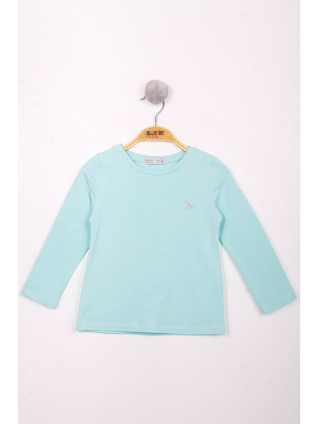 Ekru Kız Çocuk Göğsü Nakışlı T-Shirt