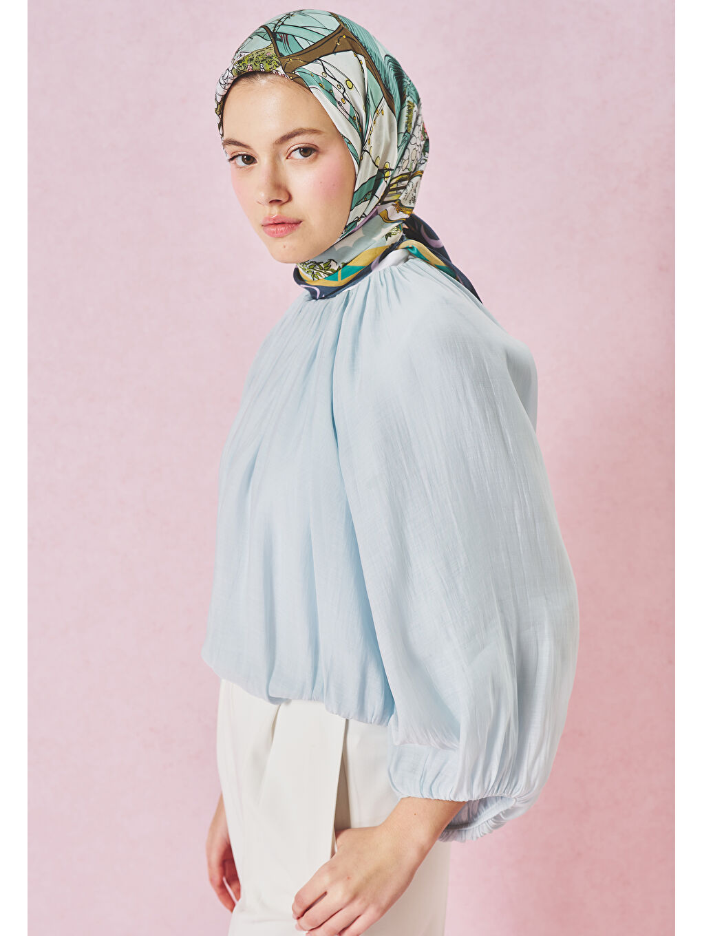 Lacivert STARLIGHT HARMONY DESEN FLOŞ VİSKON EŞARP OCEAN BLUE-3