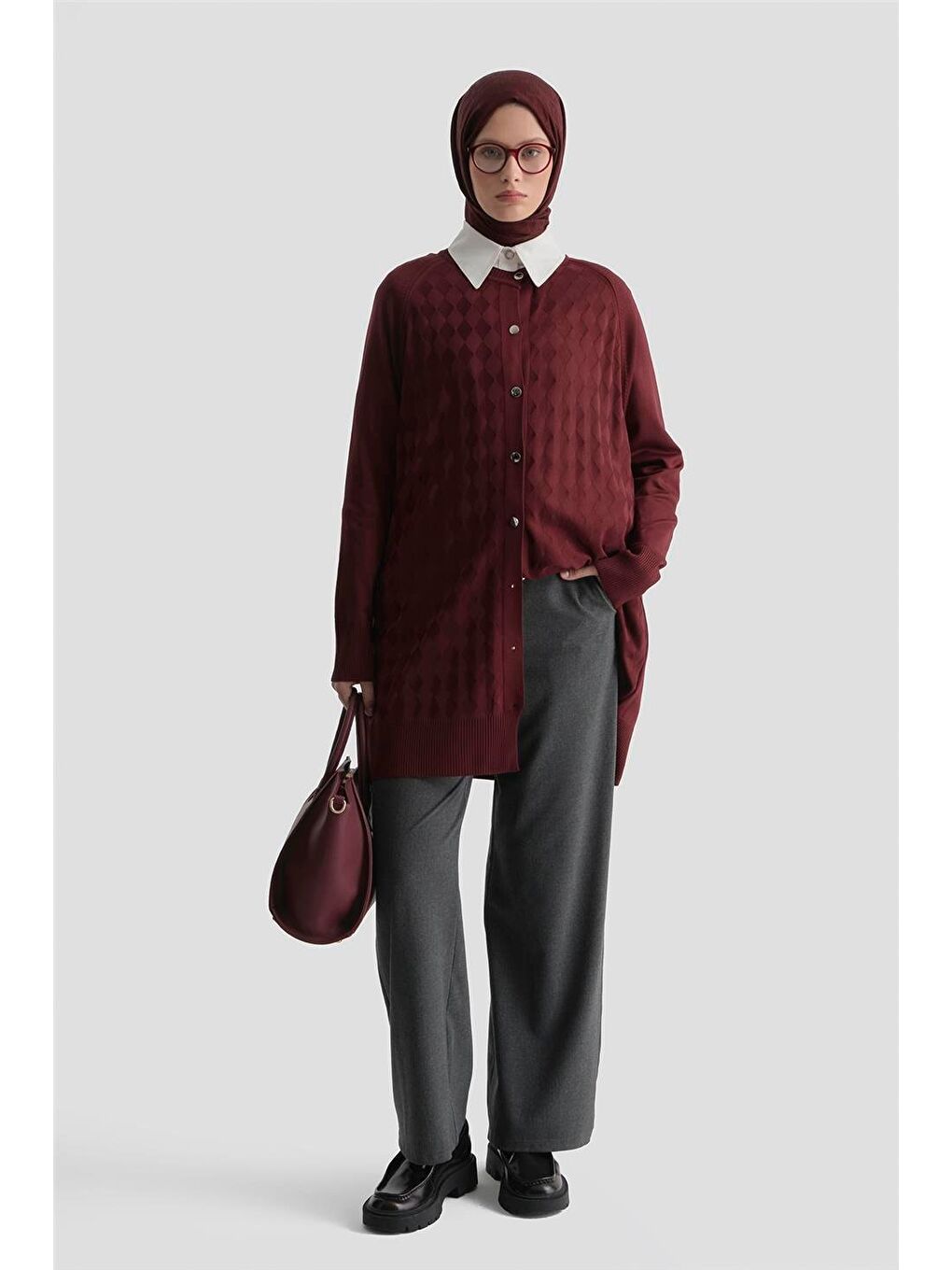 Triko Ceket 25Kd5093 Bordo