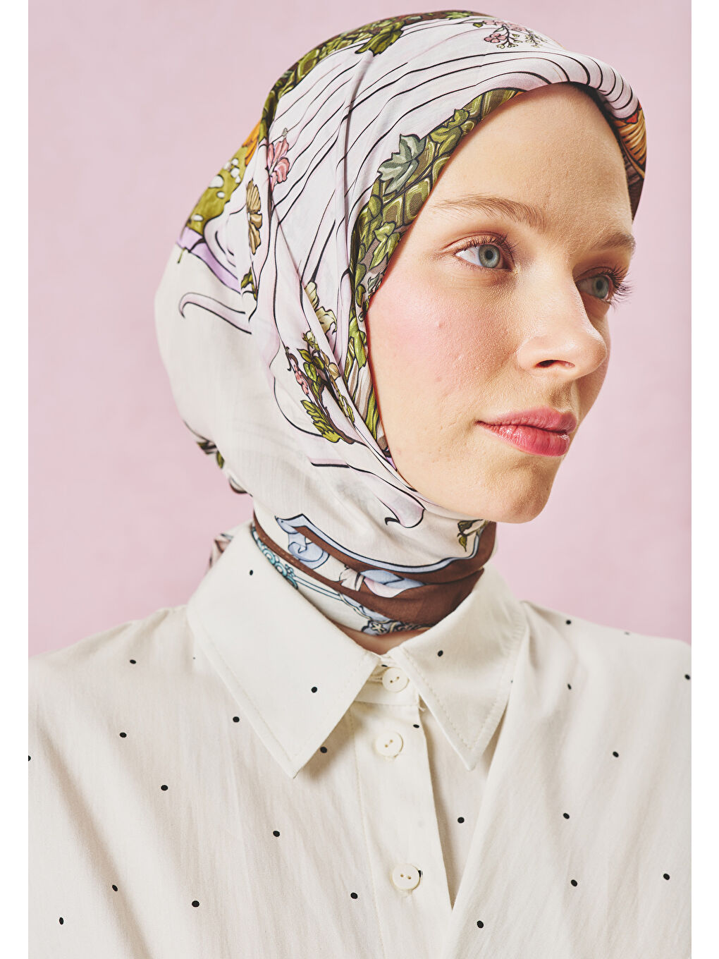 Kahverengi ENCHANTED MELODY DESEN FLOŞ VİSKON EŞARP COFFEE CREAM-4