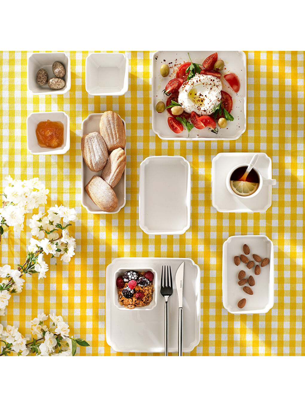 Hannah Kahvaltı Takımı 32 Parça-Beyaz-1