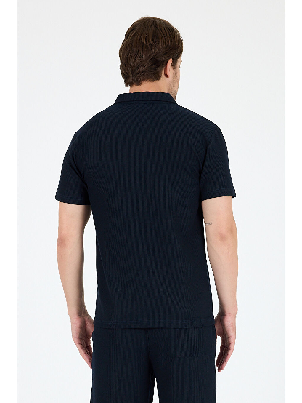 Lacivert Erkek Kapris Polo Yaka Kısa Kollu Tişört – Rahat Kalıp, Nefes Alan Kumaş Erkek Tişört 7918-4