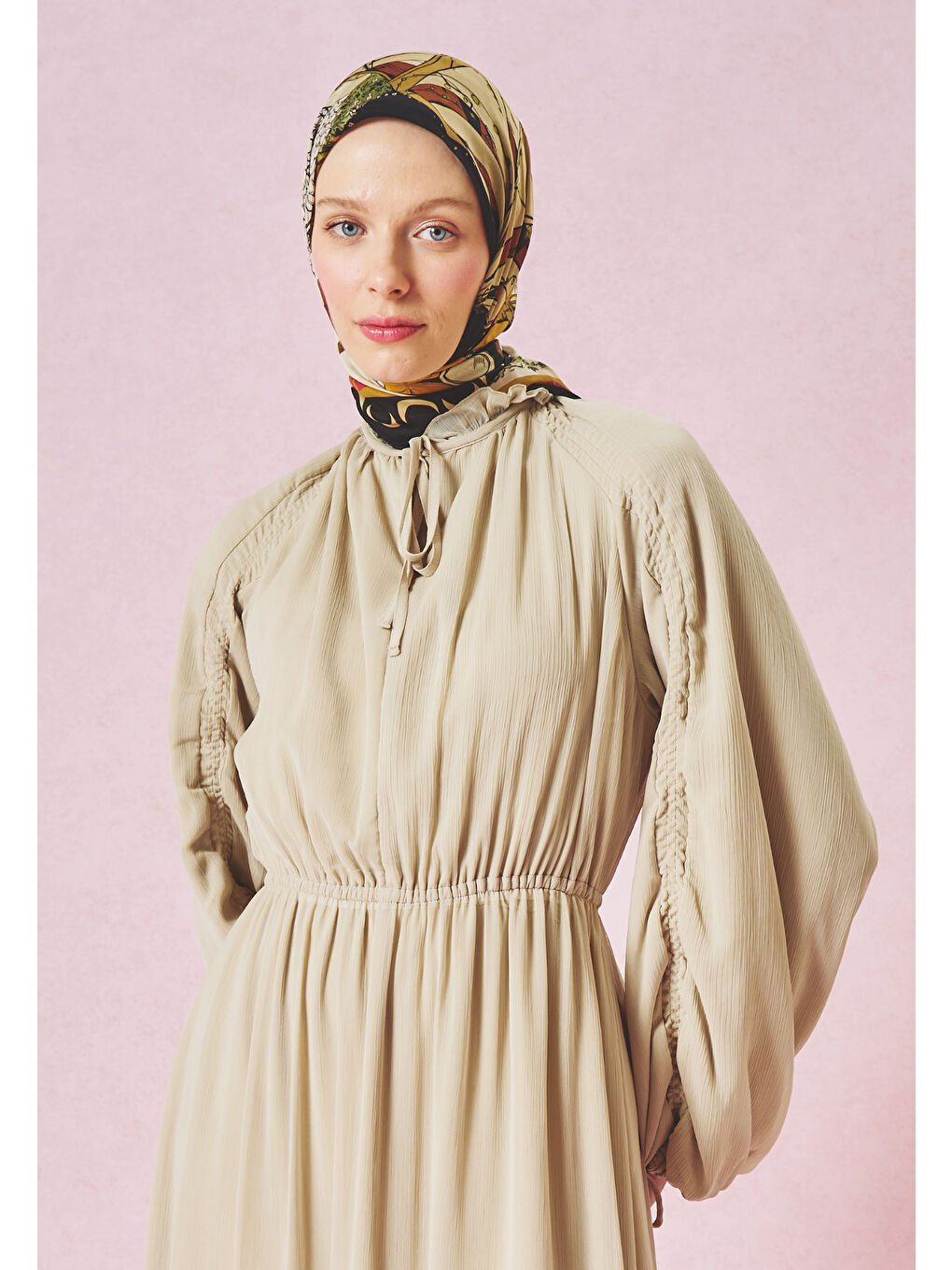 Ekru STARLIGHT HARMONY DESEN FLOŞ VİSKON EŞARP ECLIPSE-2