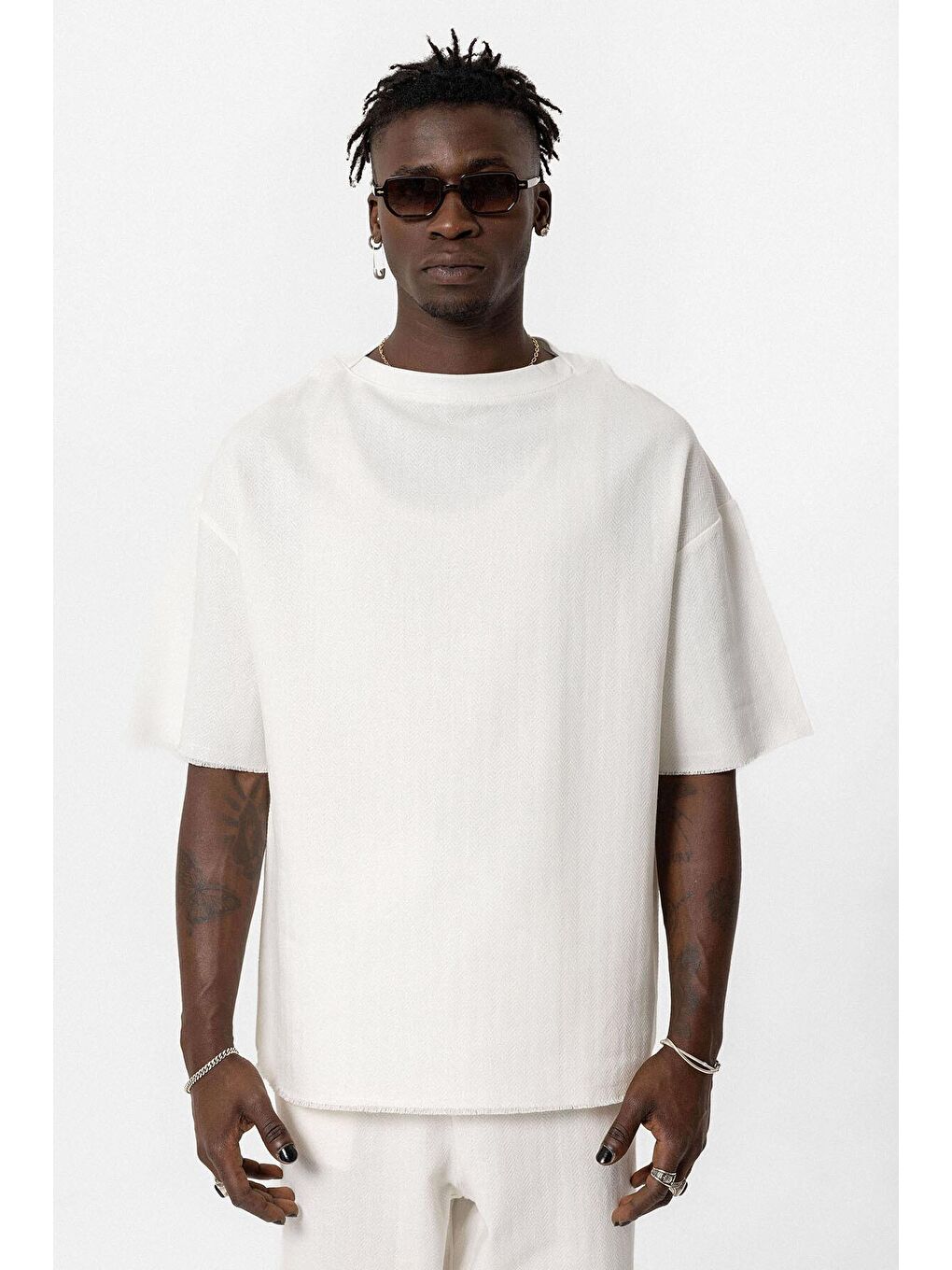 Basıc Oversize Keten Takım Ekru-3