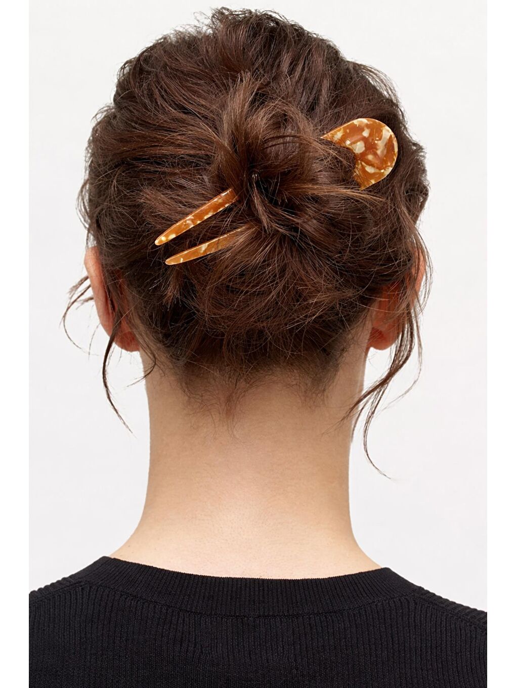 Kahverengi Asetat U topuz Tokası