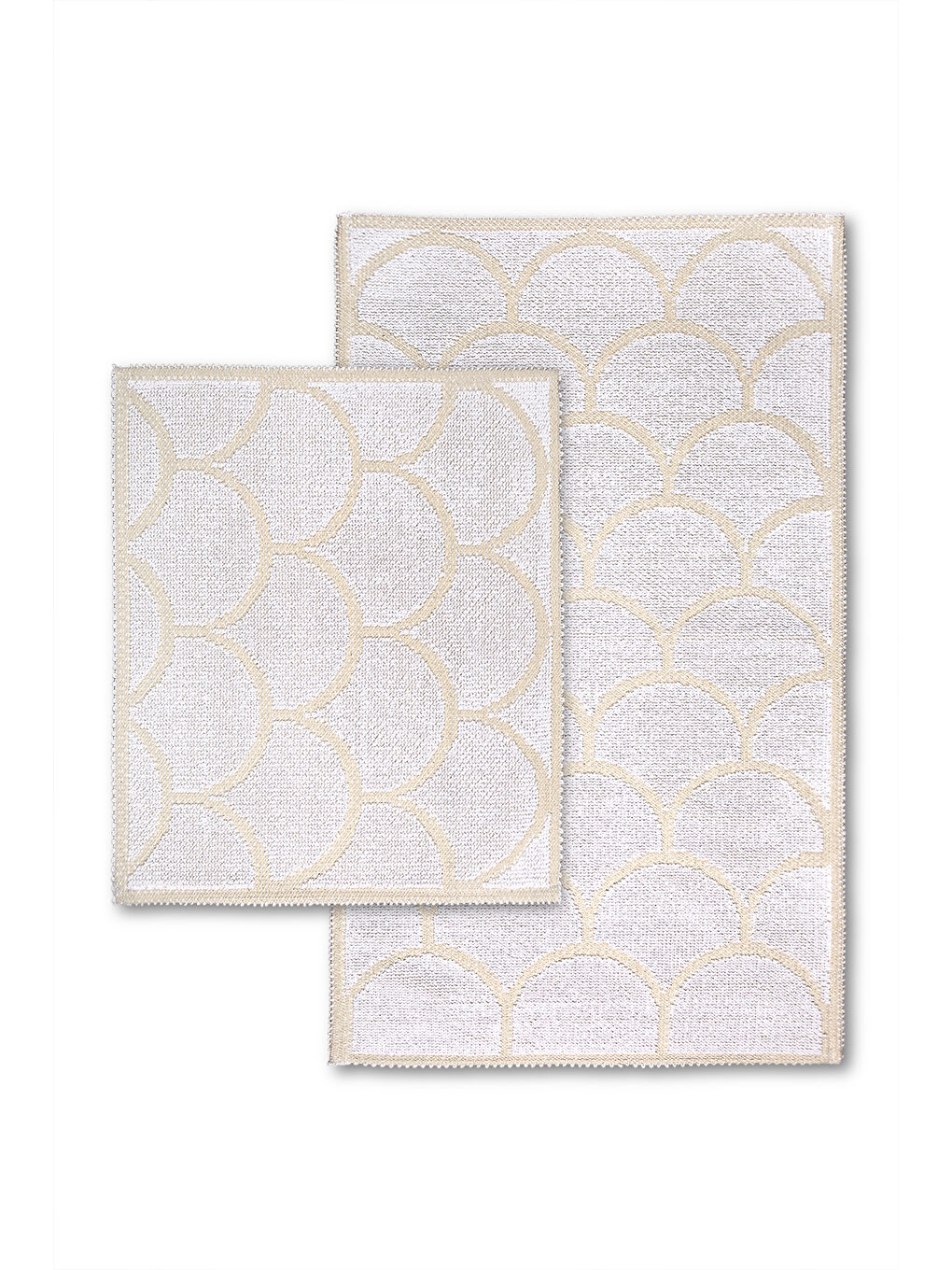 Pearl Doğal Pamuklu 2'li Banyo Paspas Seti 60x100+50x60 Cm - Beyaz