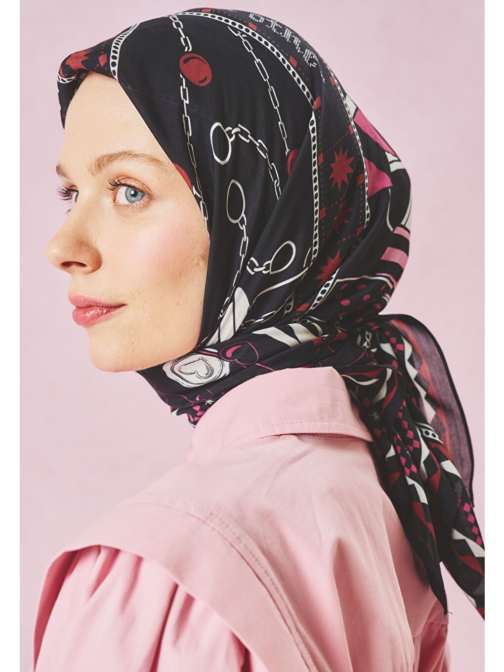 Siyah LITTLE LOVE DREAM DESEN FLOŞ VİSKON EŞARP BLACK SWAN-3