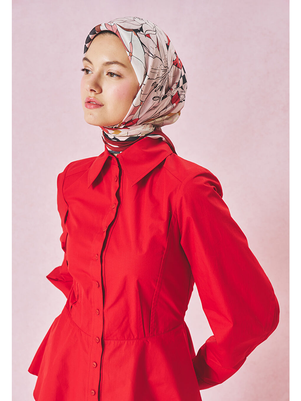 Pembe TALES OF LOVE DESEN FLOŞ VİSKON EŞARP VİNTAGE ROSE