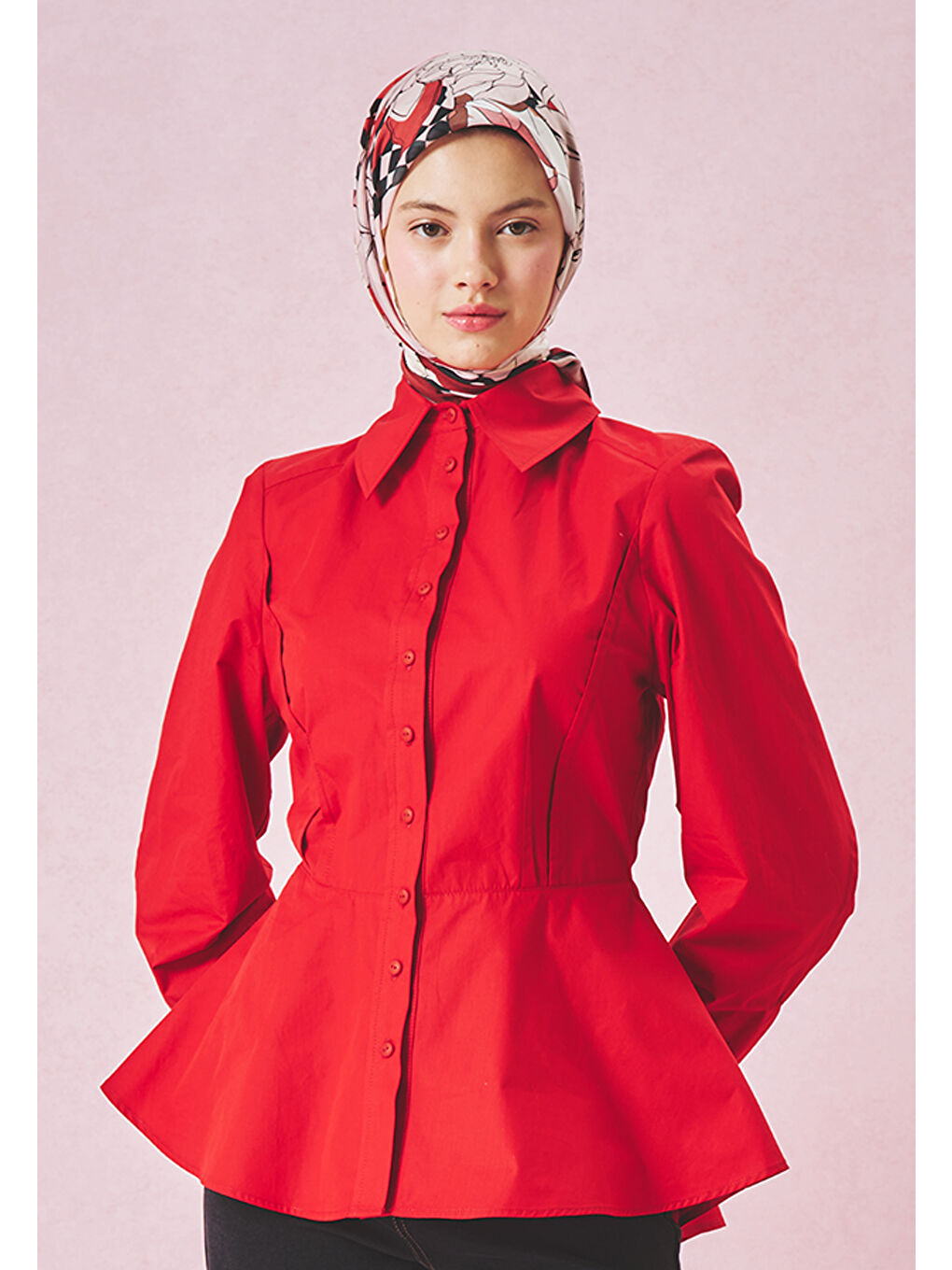 Pembe TALES OF LOVE DESEN FLOŞ VİSKON EŞARP VİNTAGE ROSE-1