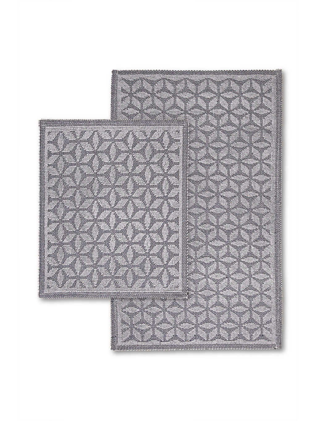 Pasific Doğal Pamuklu 2'li Banyo Paspas Seti 60x100+50x60 cm Gri